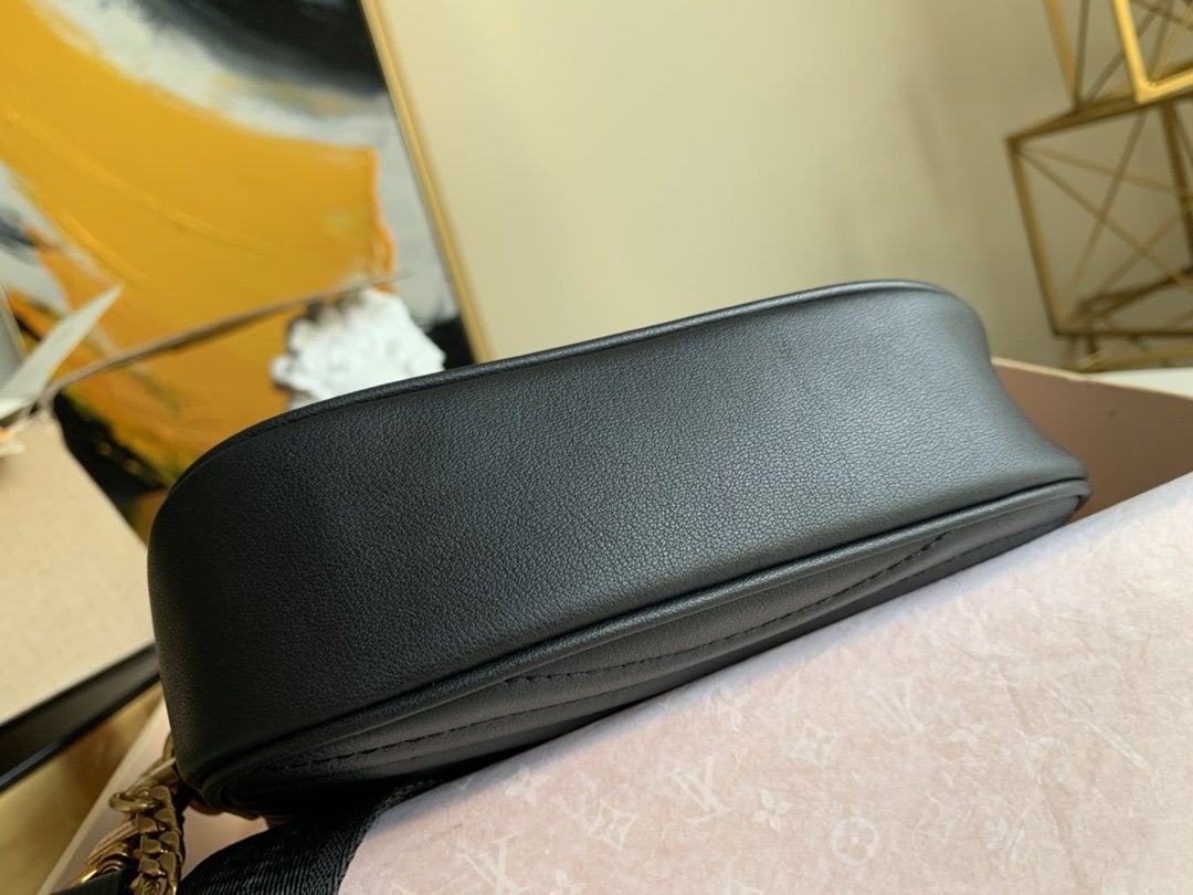 MULTI-POCHETTE BLACK CALFKIN 19CM CROSS BODY BAG