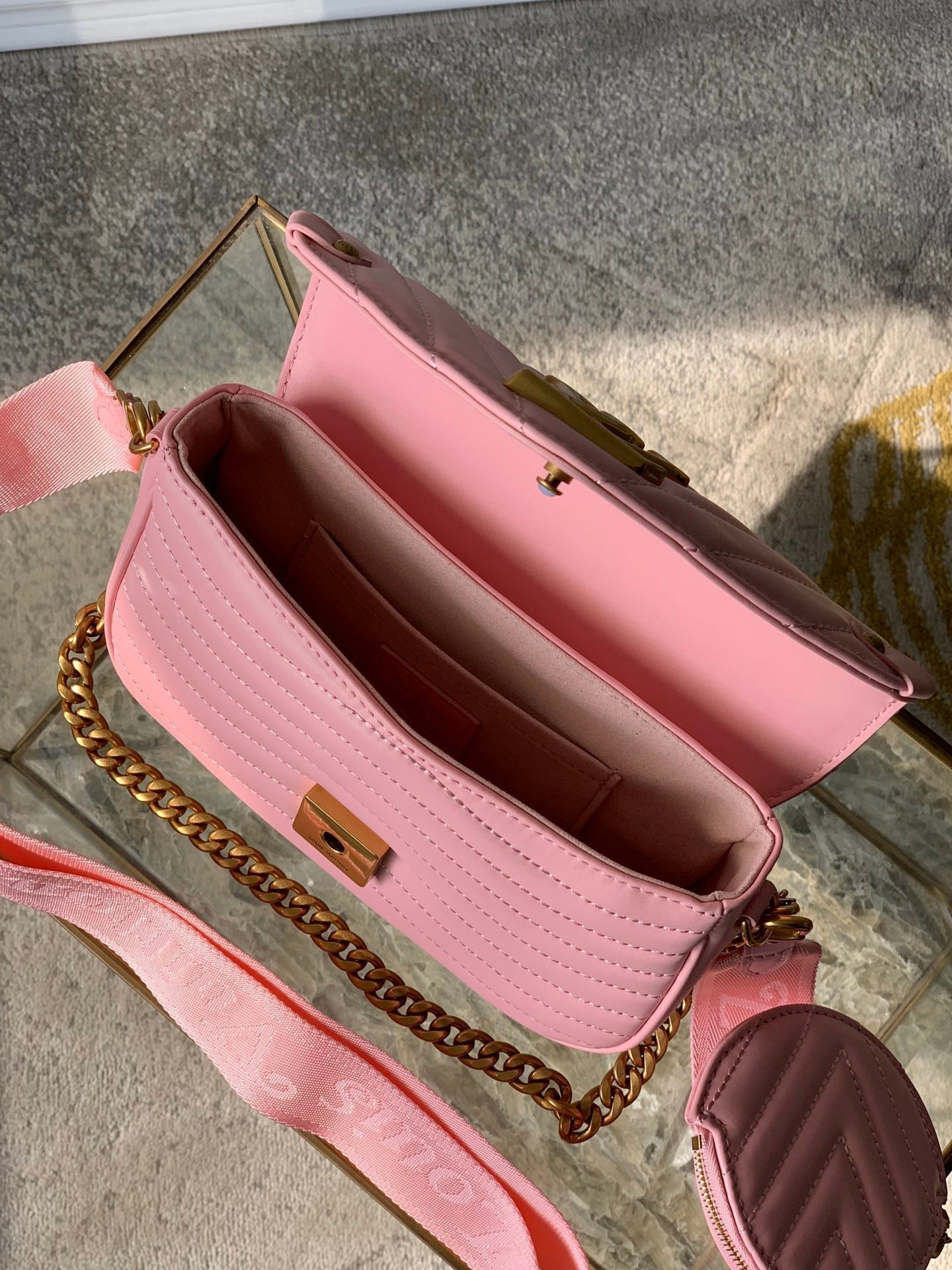 MULTI-POCHETTE PINK CALFKIN 19CM CROSS BODY BAG