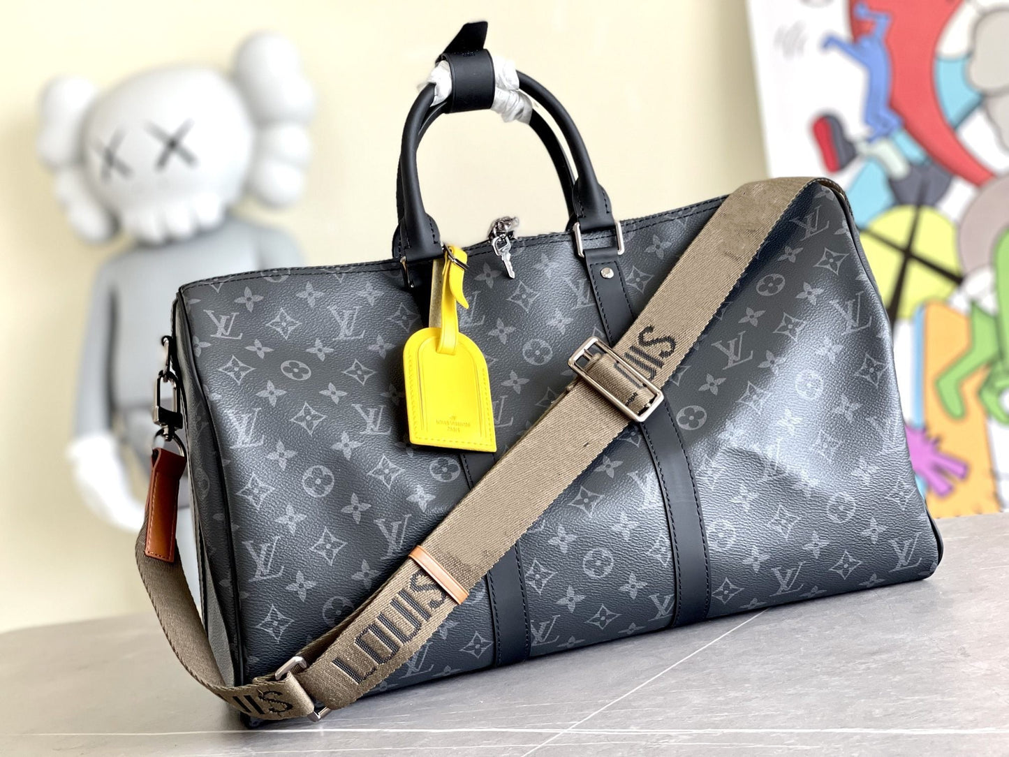 KEEPALL 45 BANDOULIERE MONOGRAM ECLIPSE