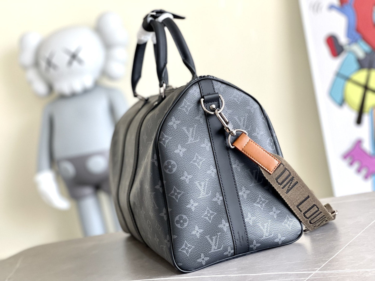 KEEPALL 45 BANDOULIERE MONOGRAM ECLIPSE