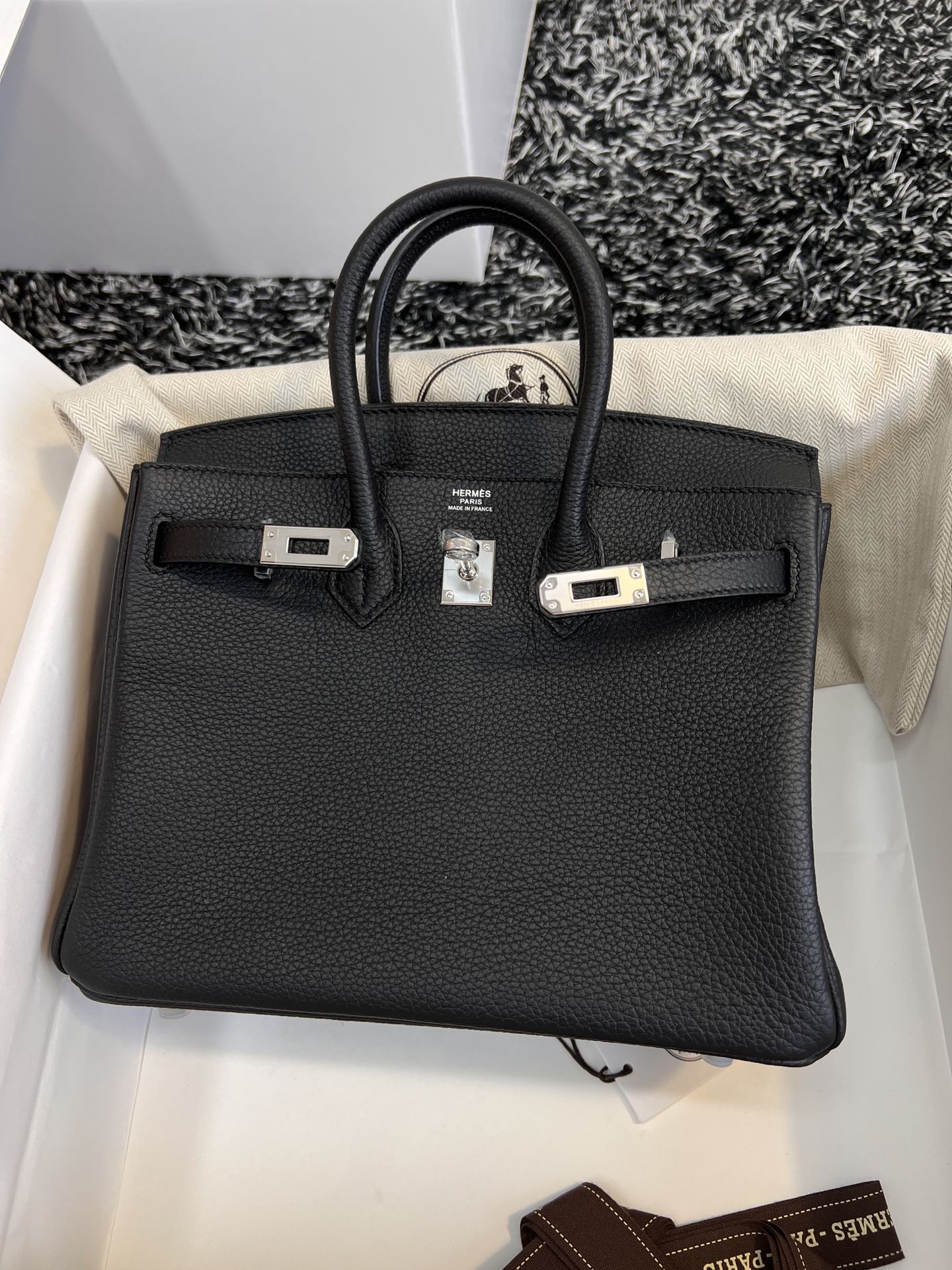 HM BIRKIN 25CM BLACK TOGO LEATHER SILVER HARDWARE