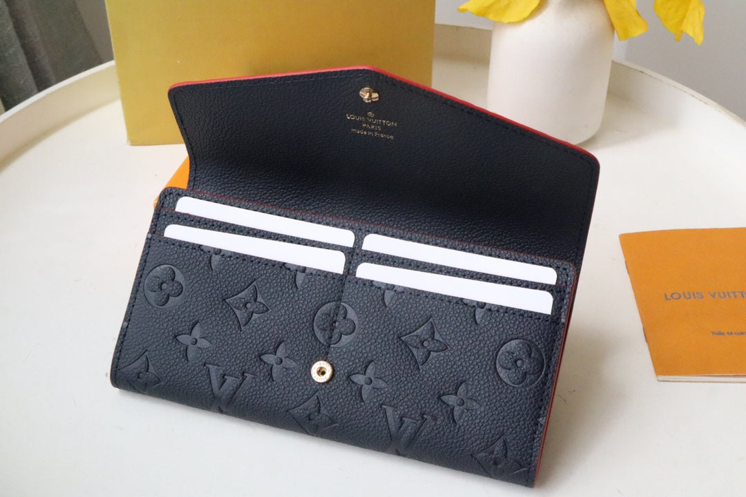 SARAH WALLET BLACK RED MONOGRAM EMPREINTE 19CM