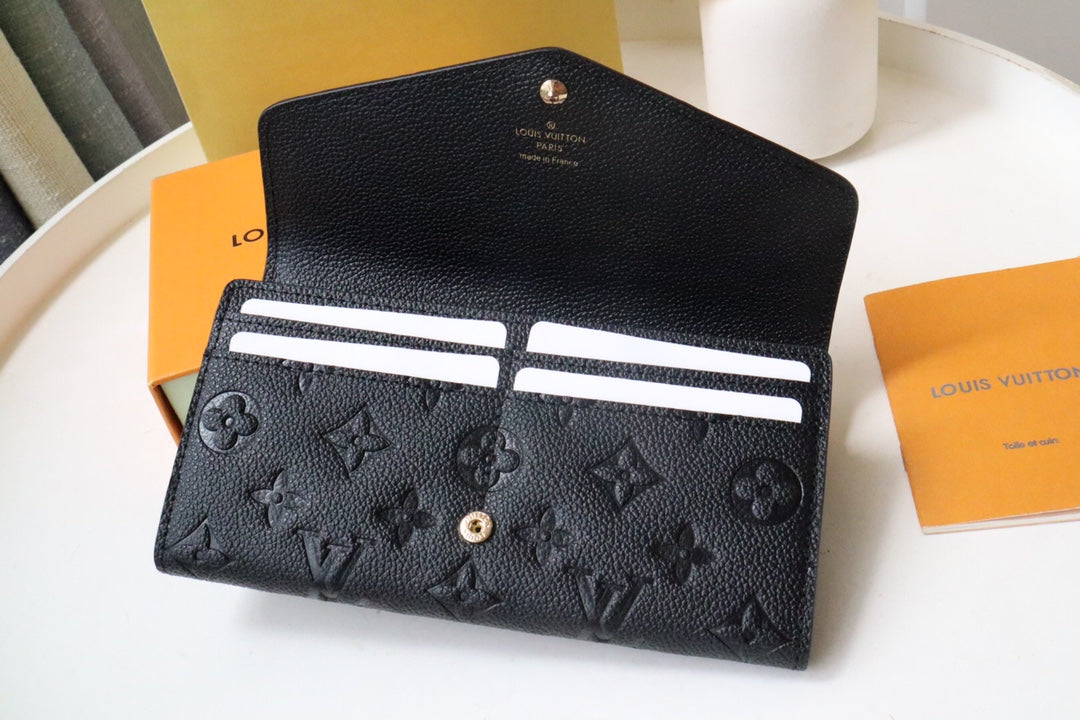 SARAH WALLET BLACK MONOGRAM EMPREINTE 19CM