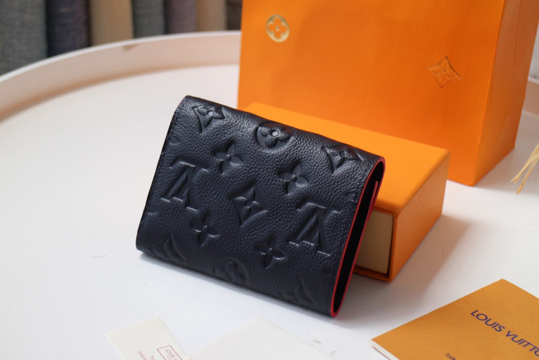 VICTORINE WALLET 12CM BLACK RED MONOGRAM EMPREINTE LEATHER