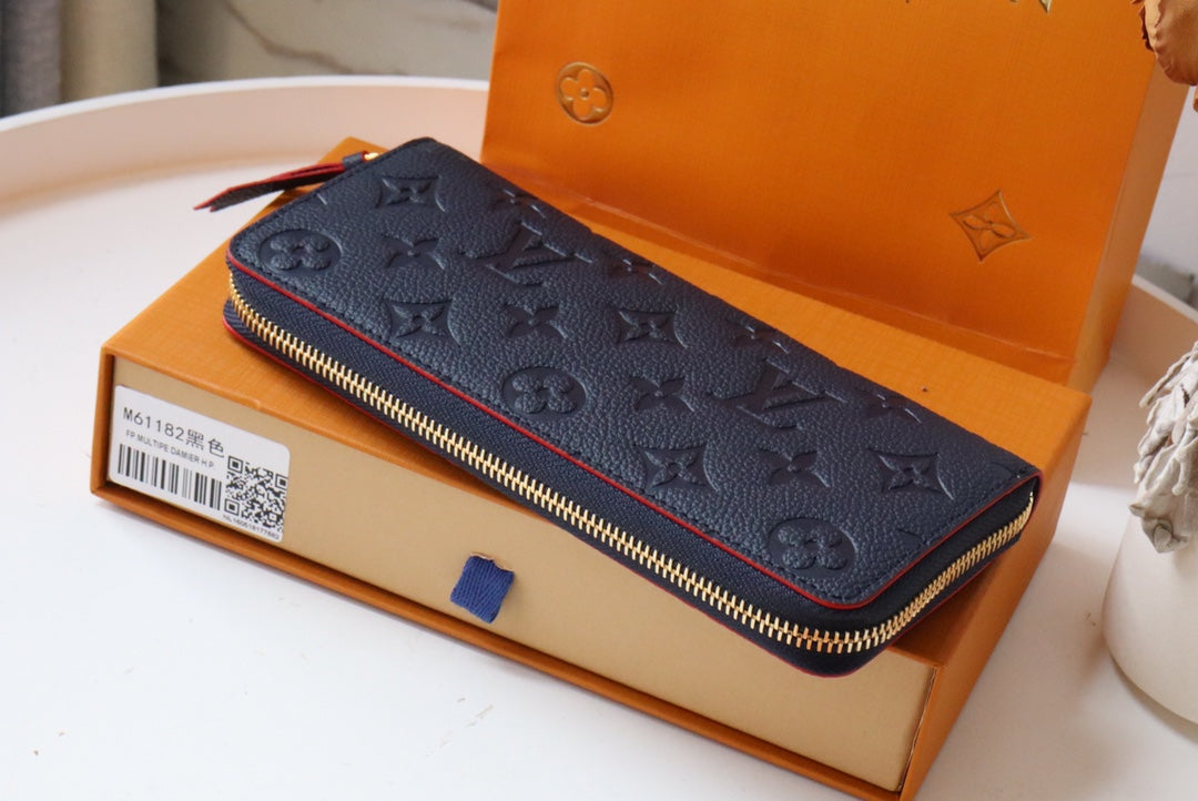 CLEMENCE WALLET 20CM BLUE RED MONOGRAM EMPREINTE LEATHER