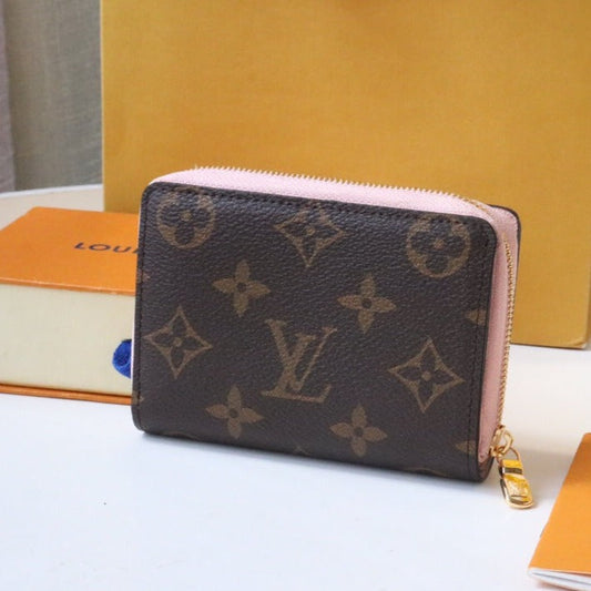 LOU WALLET 11.5CM BROWN PINK MONOGRAM CANVAS