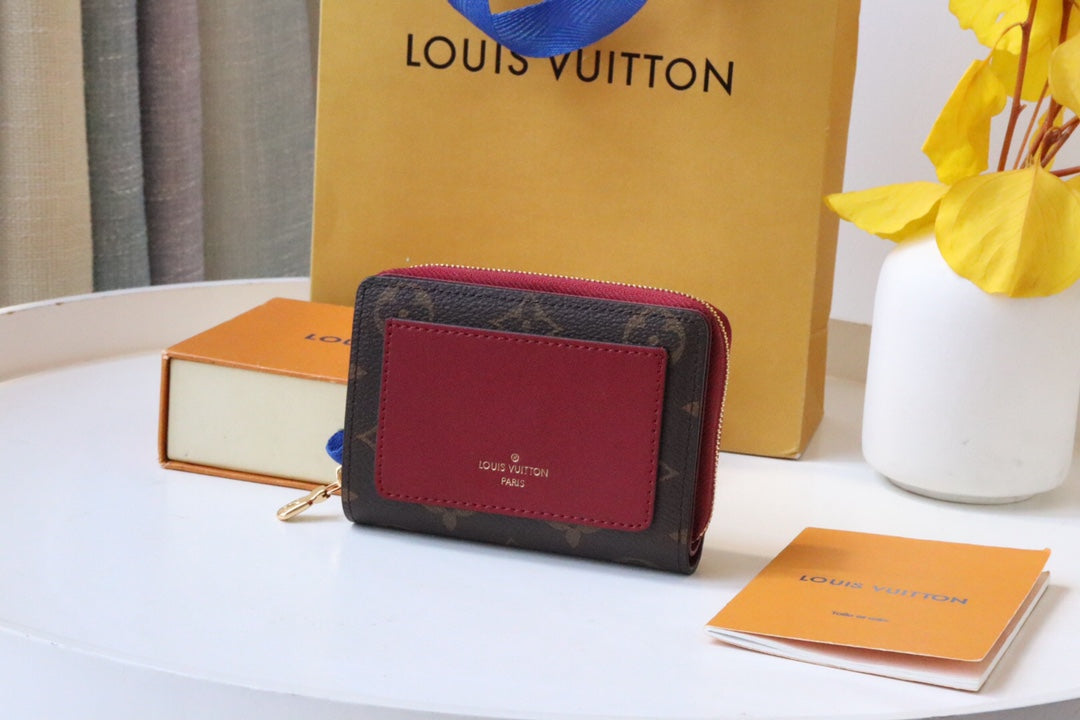 LOU WALLET 11.5CM BROWN RED MONOGRAM CANVAS