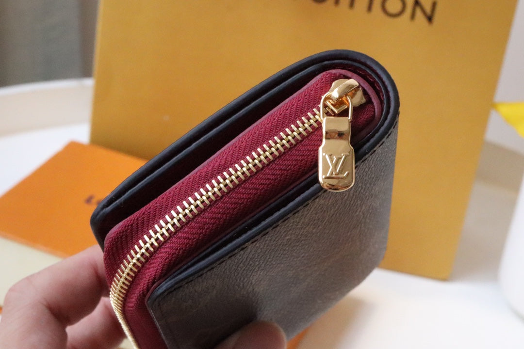 LOU WALLET 11.5CM BROWN RED MONOGRAM CANVAS