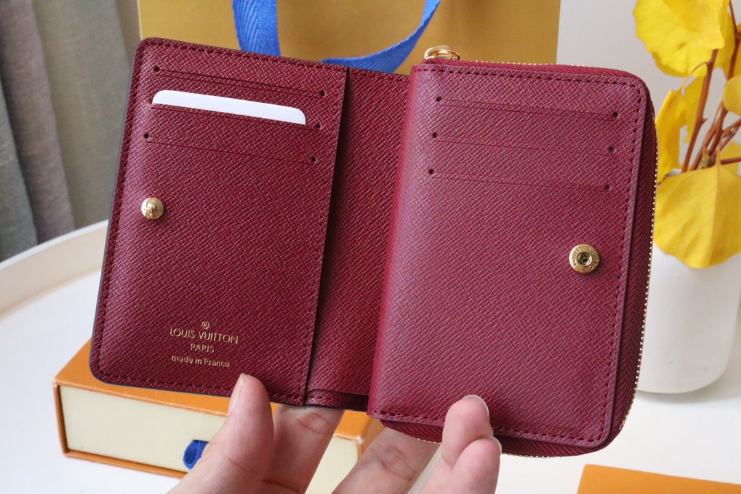 LOU WALLET 11.5CM BROWN RED MONOGRAM CANVAS