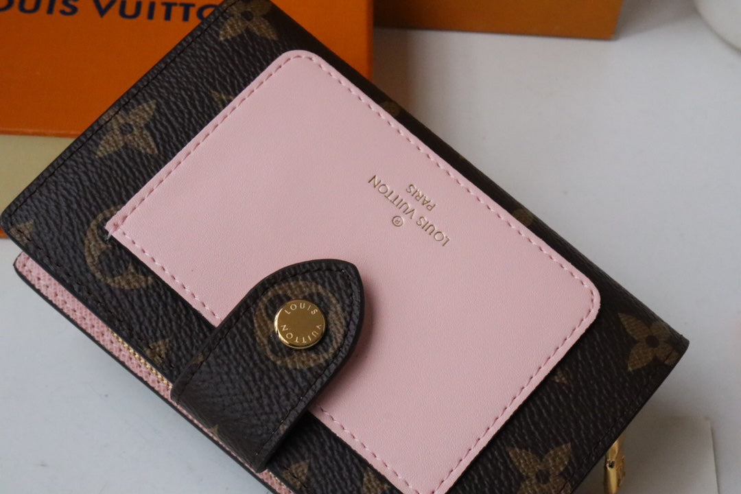 JULIETTE WALLET 13.5 BROWN PINK MONOGRAM CANVAS