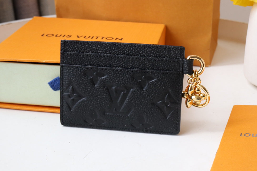 CHARM CARD HOLDER BLACK MONOGRAM CANVAS