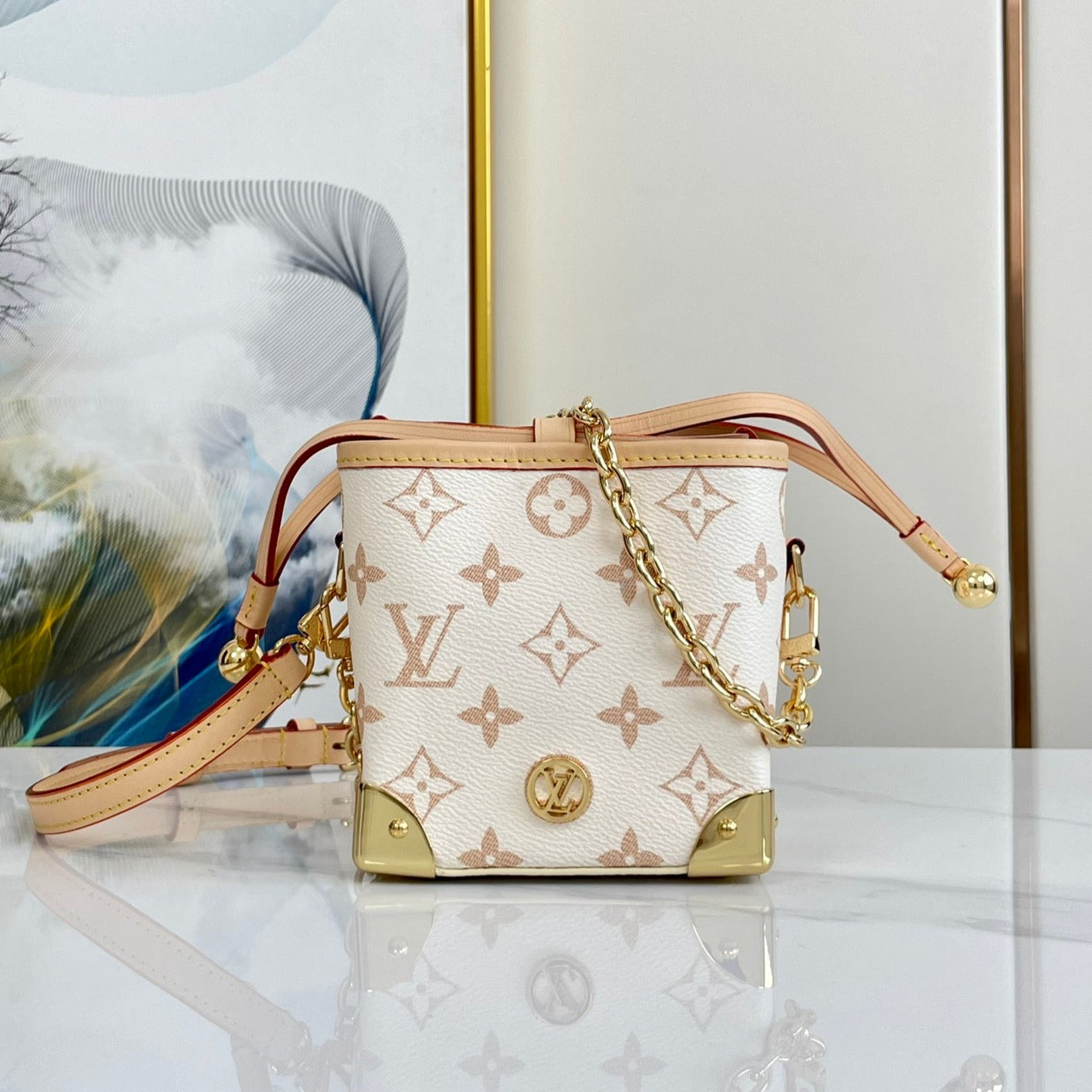 NOE PURSE 11.5 NANO CHARM CREAM PINK MONOGRAM CANVAS