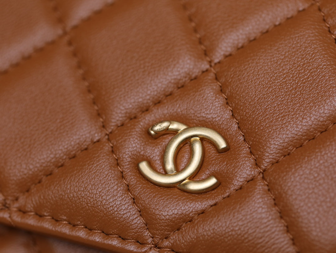 CC WOC 17 BROWN LAMBSKIN GOLD HARDWARE