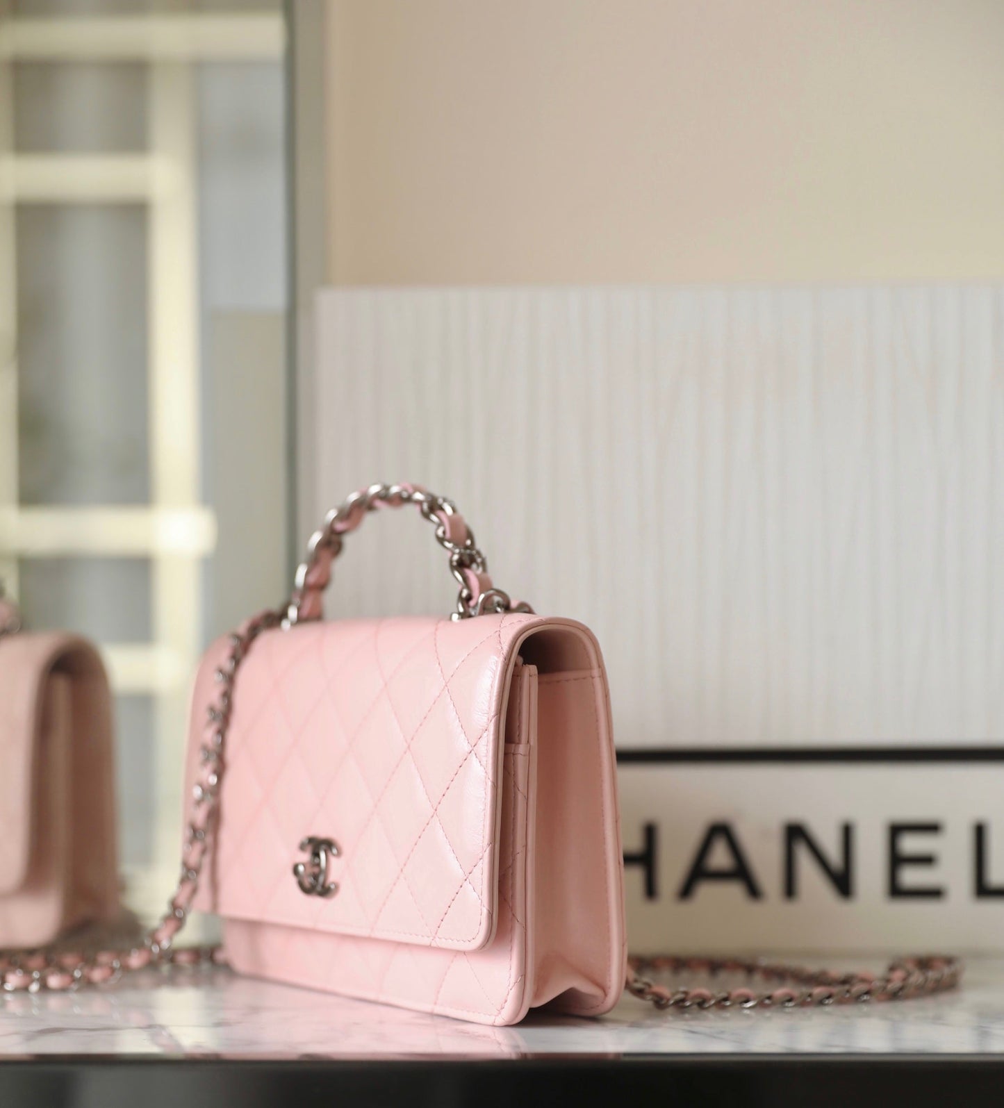 CC WOC 19 PINK LAMBSKIN SILVER HARDWARE