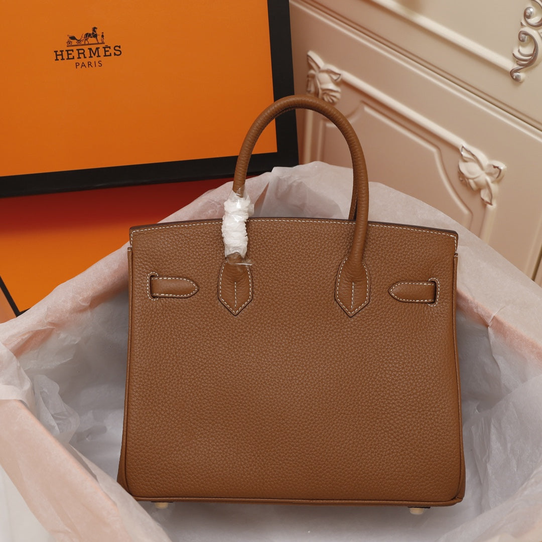 HM BIRKIN BAG 30 BROWN CALFSKIN GOLD BUCKLE