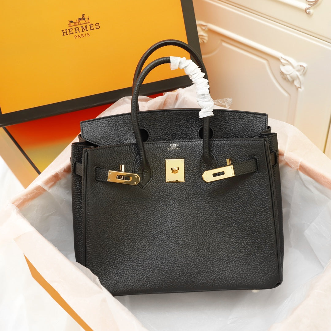 HM BIRKIN BAG 35 BLACK CALFSKIN GOLD BUCKLE