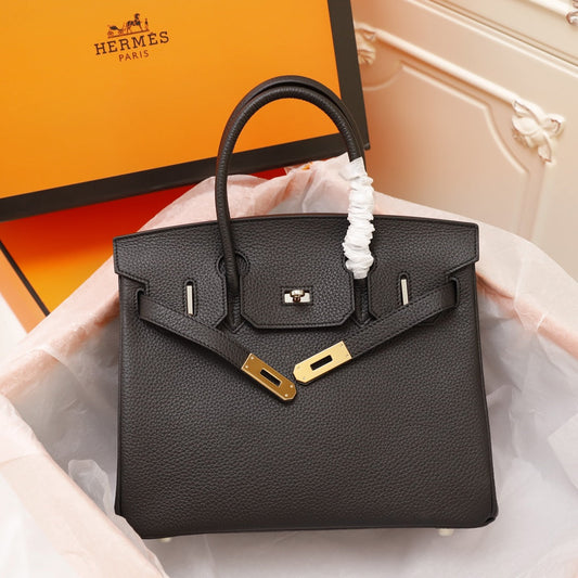 HM BIRKIN BAG 35 BLACK CALFSKIN GOLD BUCKLE