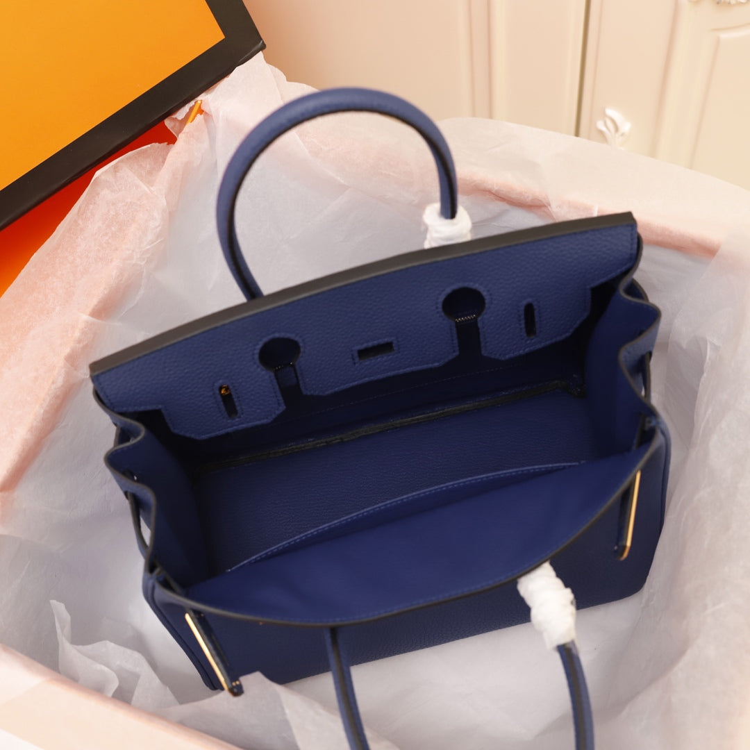 HM BIRKIN BAG 35 NAVY CALFSKIN GOLD BUCKLE