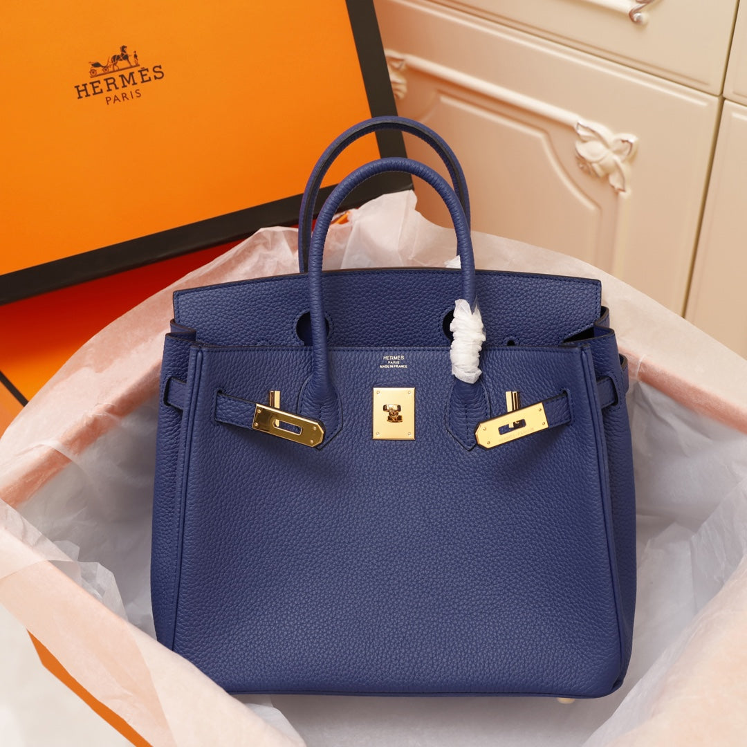 HM BIRKIN BAG 35 NAVY CALFSKIN GOLD BUCKLE