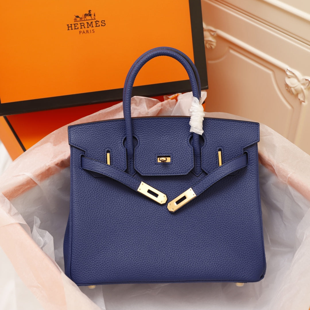 HM BIRKIN BAG 30 NAVY CALFSKIN GOLD BUCKLE