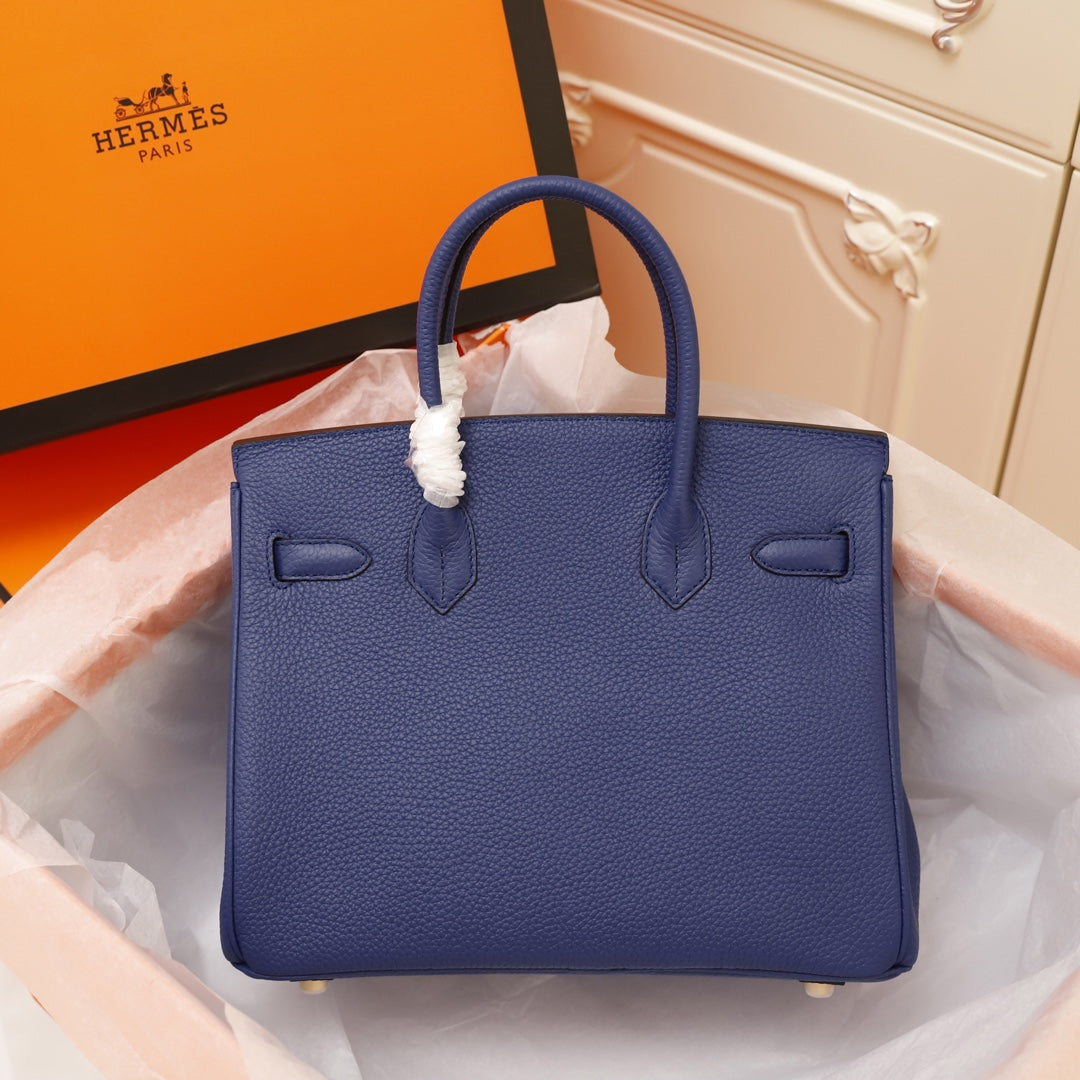 HM BIRKIN BAG 35 NAVY CALFSKIN GOLD BUCKLE