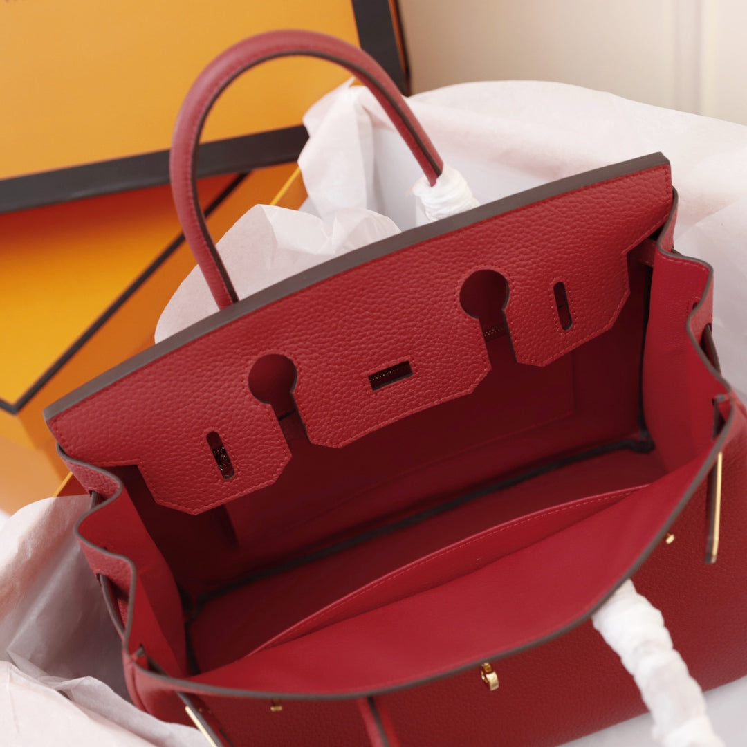 HM BIRKIN BAG 35 CRIMSON CALFSKIN GOLD BUCKLE