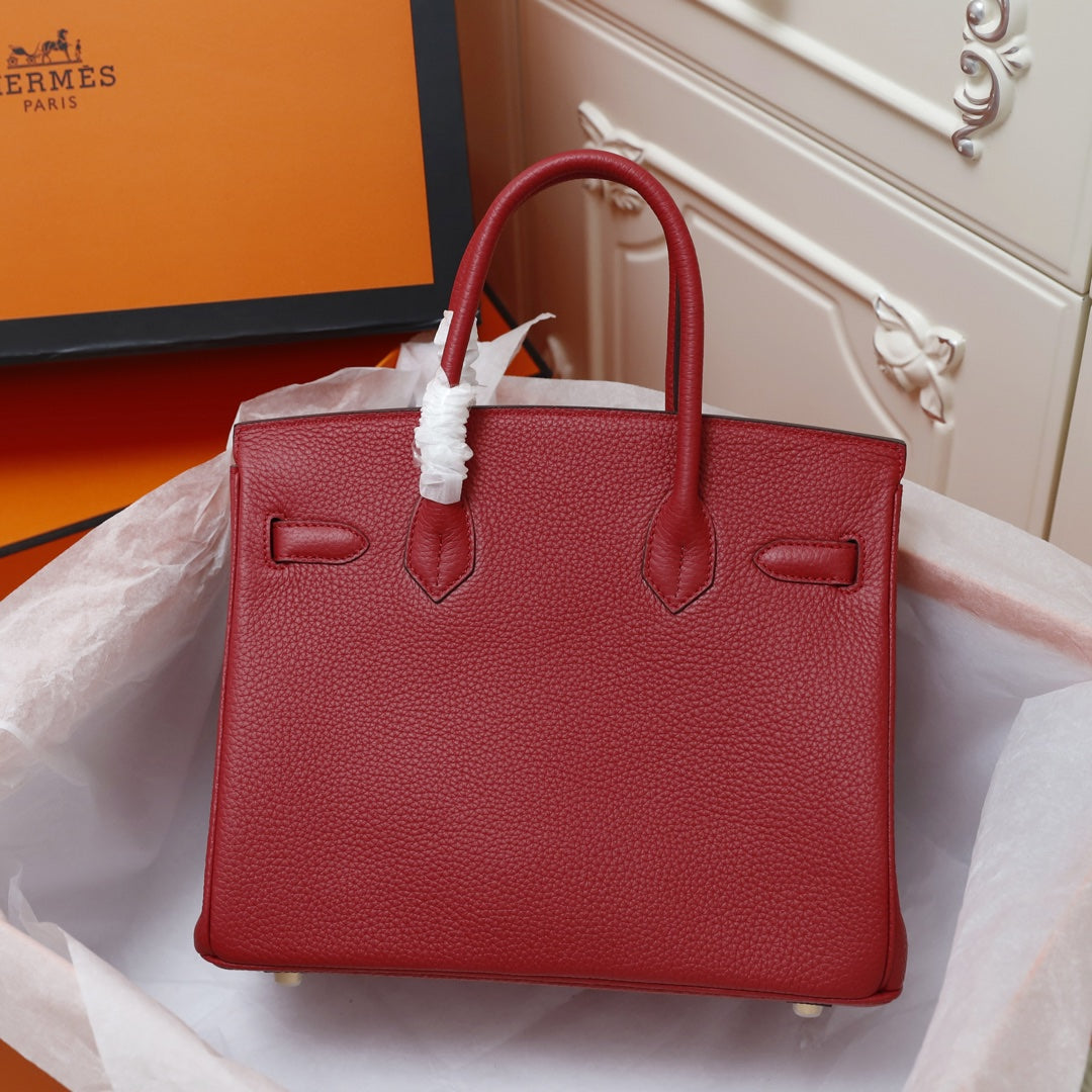 HM BIRKIN BAG 30 CRIMSON CALFSKIN GOLD BUCKLE