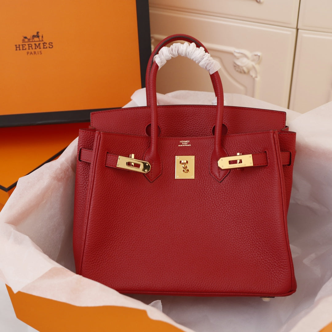 HM BIRKIN BAG 35 CRIMSON CALFSKIN GOLD BUCKLE