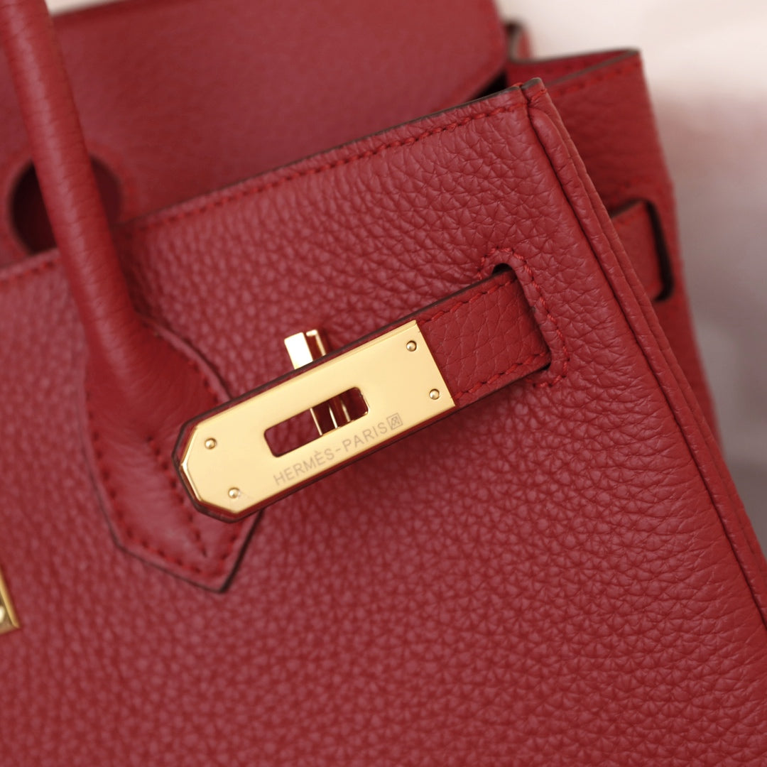 HM BIRKIN BAG 35 CRIMSON CALFSKIN GOLD BUCKLE