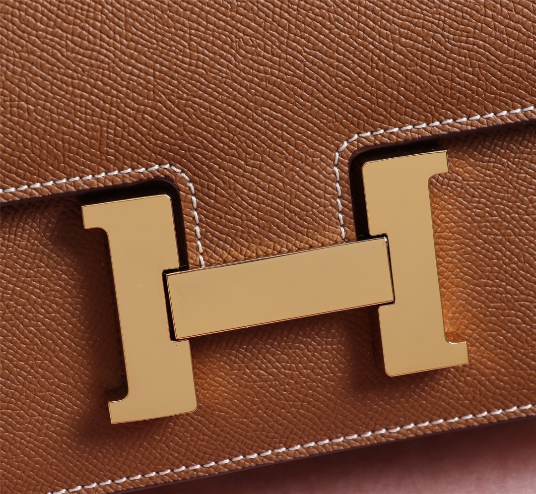 HM CONSTANCE BAGS 22 RUSSET LAMBSKIN GOLD BUCKLE