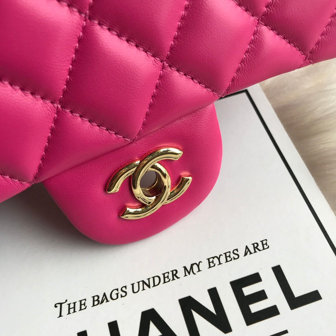 CC MINI 20 BAG IN BRIGHT PINK CALFSKIN WITH STRAP