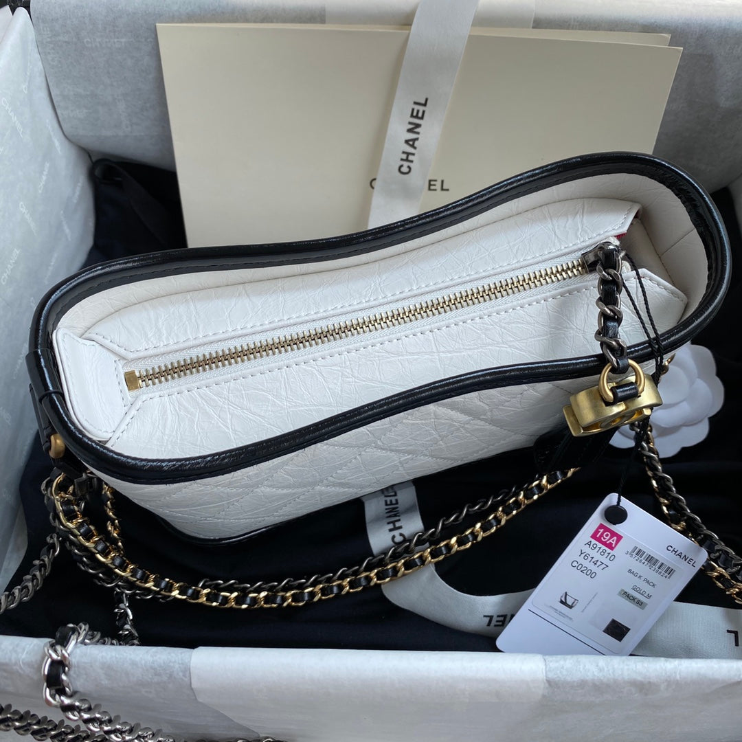 CC ABRIELLE MINI 20 HOBO BAG IN WHITE MIX BLACK CALFSKIN