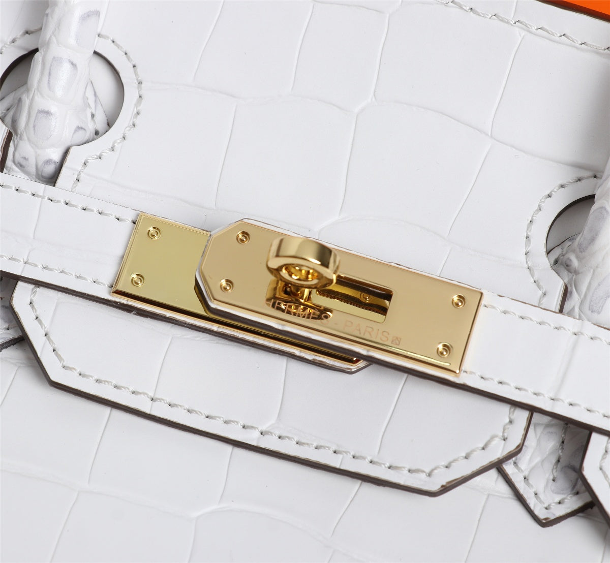 HM BIRKIN BAG 30 ALLIGATOR MOTIF WHITE CALFSKIN