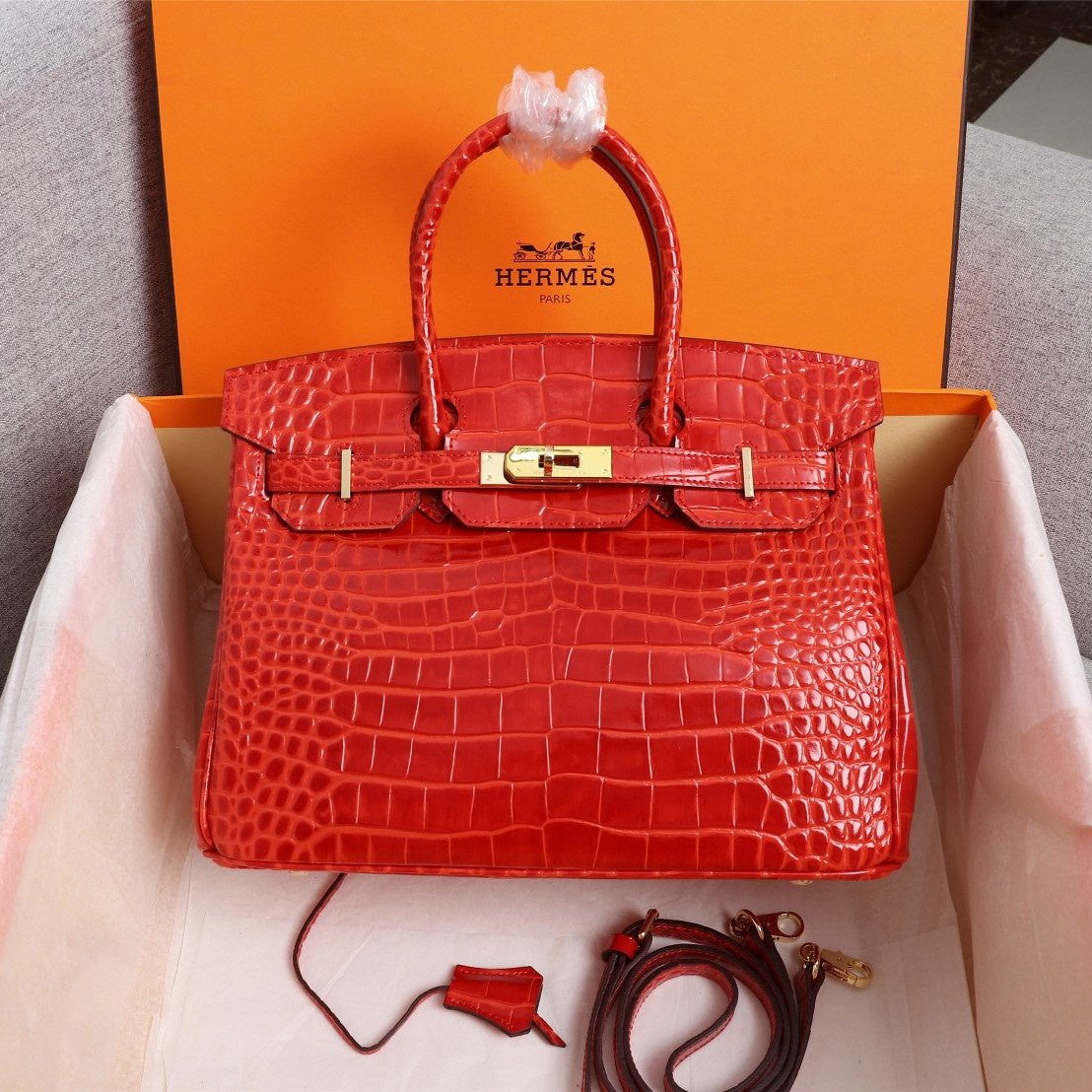 HM BIRKIN BAG 25 ALLIGATOR MOTIF CANDY CALFSKIN