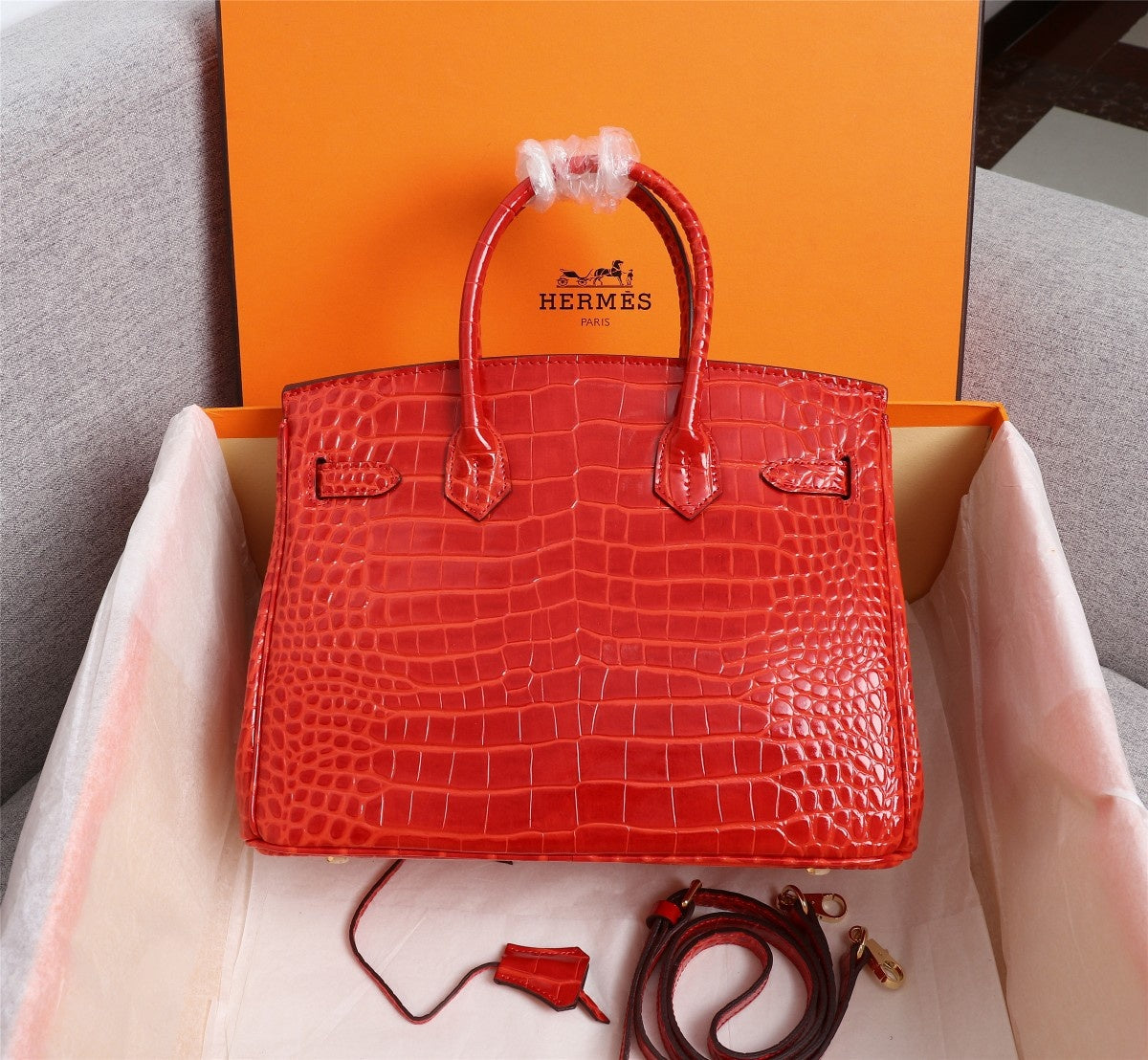 HM BIRKIN BAG 30 ALLIGATOR MOTIF CANDY CALFSKIN