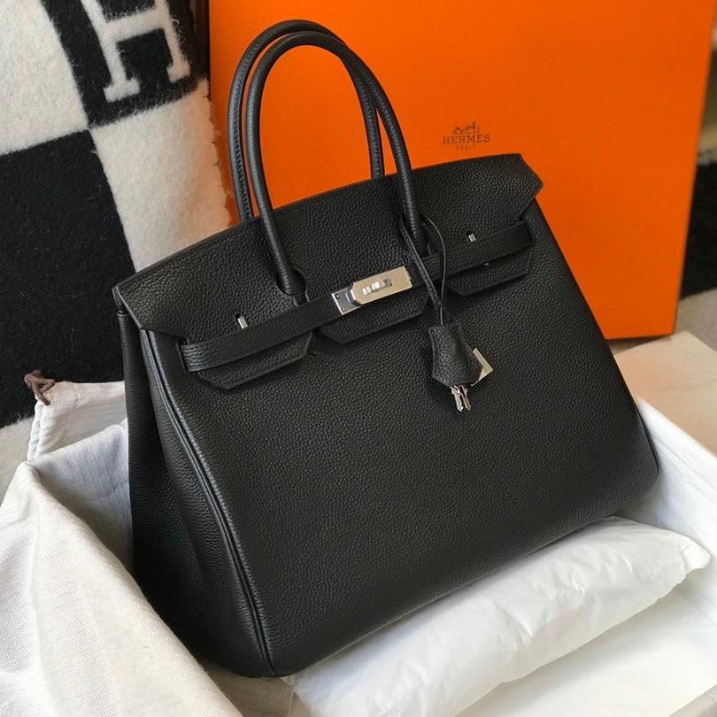 HM BIRKIN 35CM BAG BLACK CALFSKIN SILVER HARDWARE