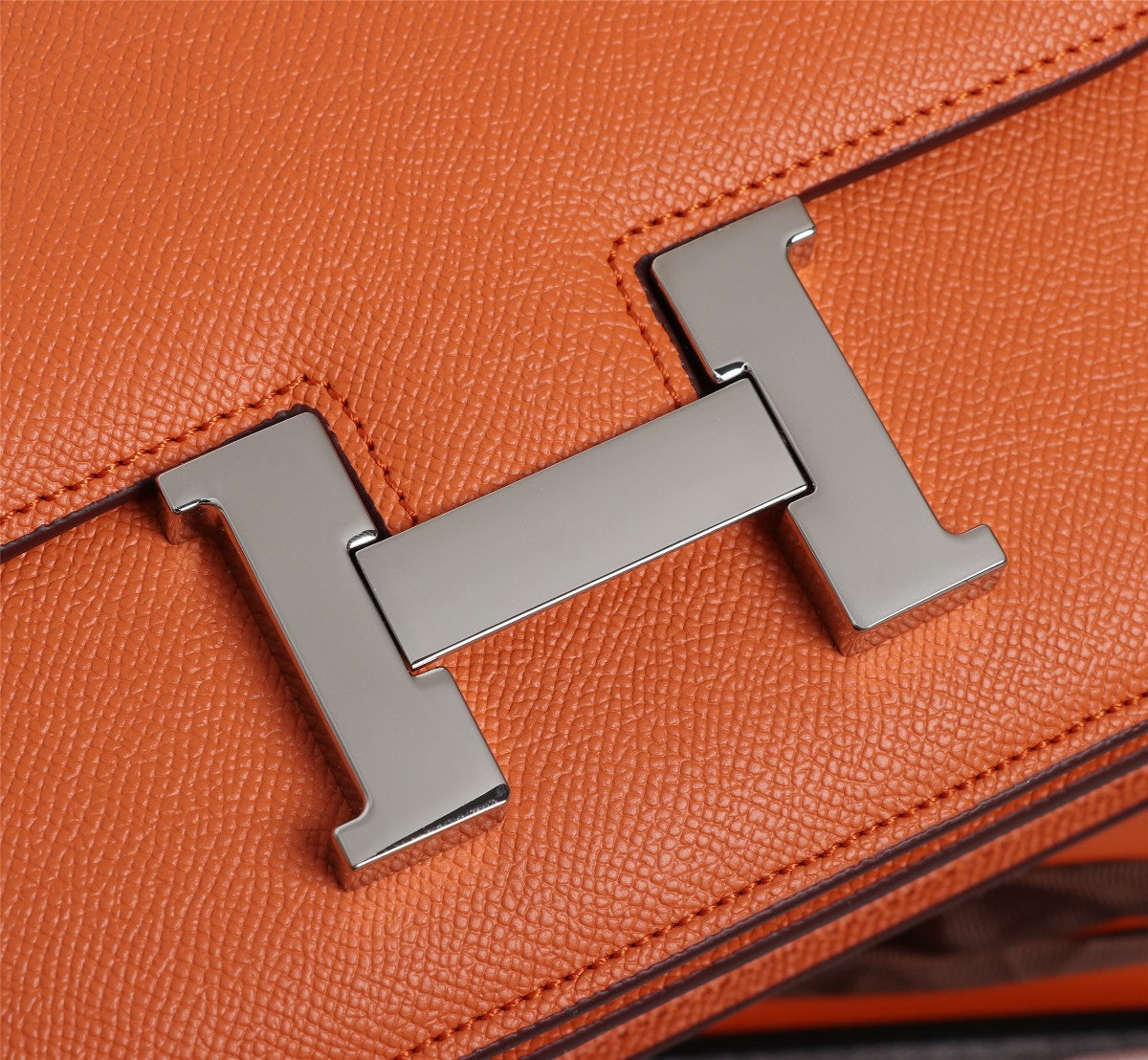 HM CONSTANCE BAGS 19 ORANGE LAMBSKIN SILVER BUCKLE