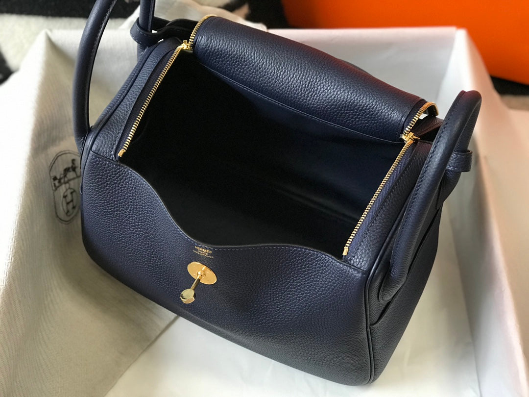 HM LINDY 26 BAG NAVY CALFSKIN