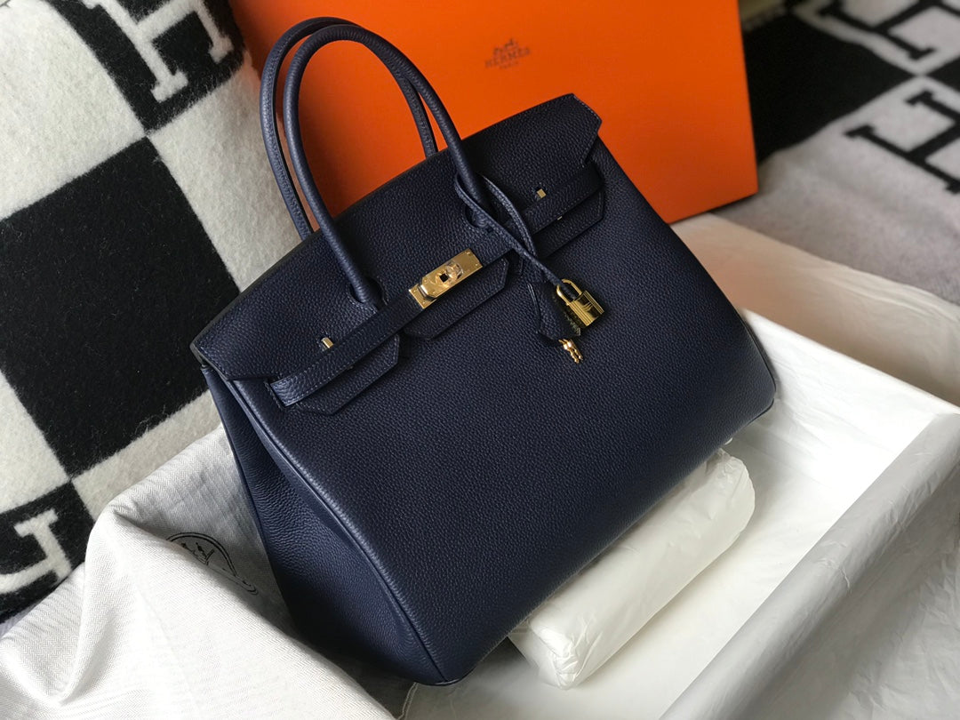 HM BIRKIN 35CM BAG NAVY CALFSKIN GOLD HARDWARE