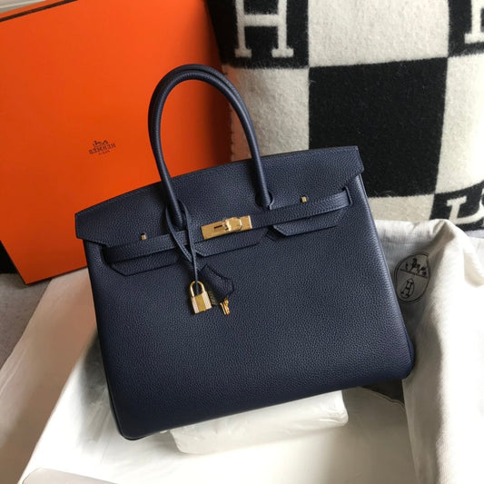 HM BIRKIN 35CM BAG NAVY CALFSKIN GOLD HARDWARE