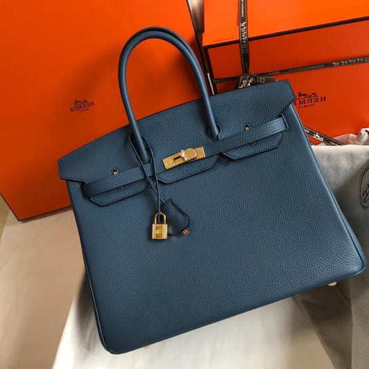 HM BIRKIN 35CM BAG AZURE CALFSKIN GOLD HARDWARE