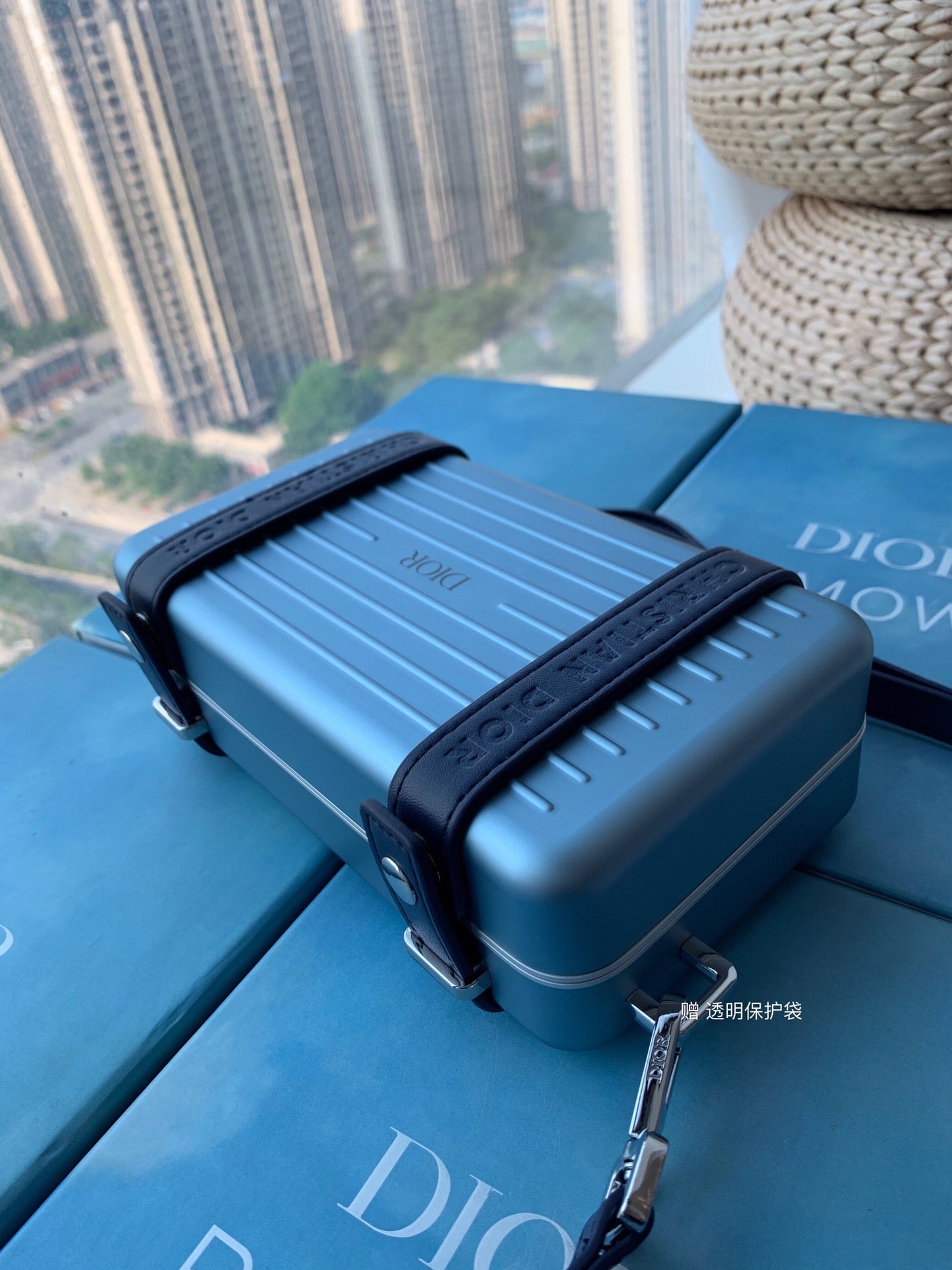 RIMOWA 20 CASE BAG IN COBALT BLUE ALUMINUM MAGNESIUM