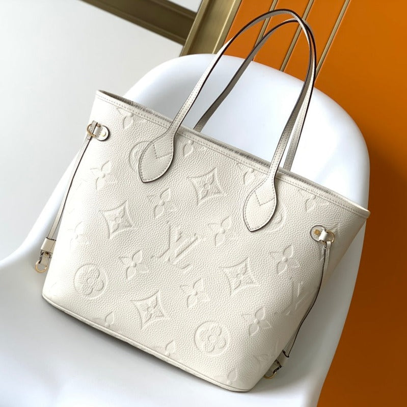 NEVERFULL MM 32 WHITE MONOGRAM EMPREINTE LEATHER