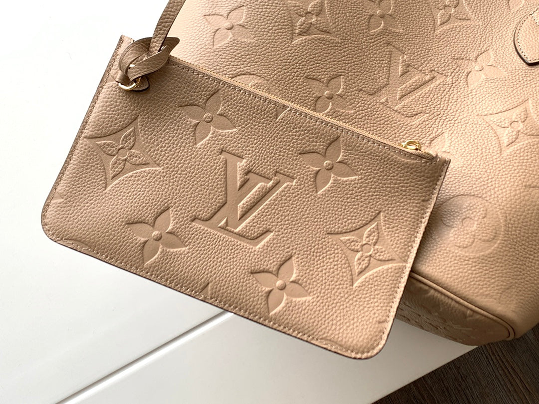 NEVERFULL MM 32 BEIGE MONOGRAM EMPREINTE LEATHER