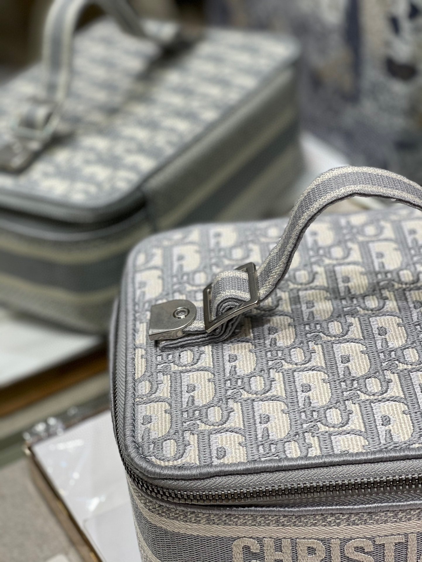 SMALL 24 VANITY CASE IN PALE GRAY MONOGRAM OBLIQUE JACQUARD