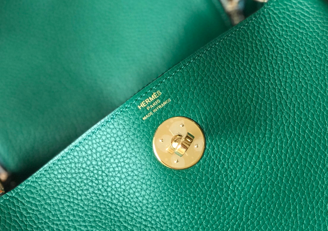 HM LINDY 26 BAG CASTLETON GREEN CALFSKIN