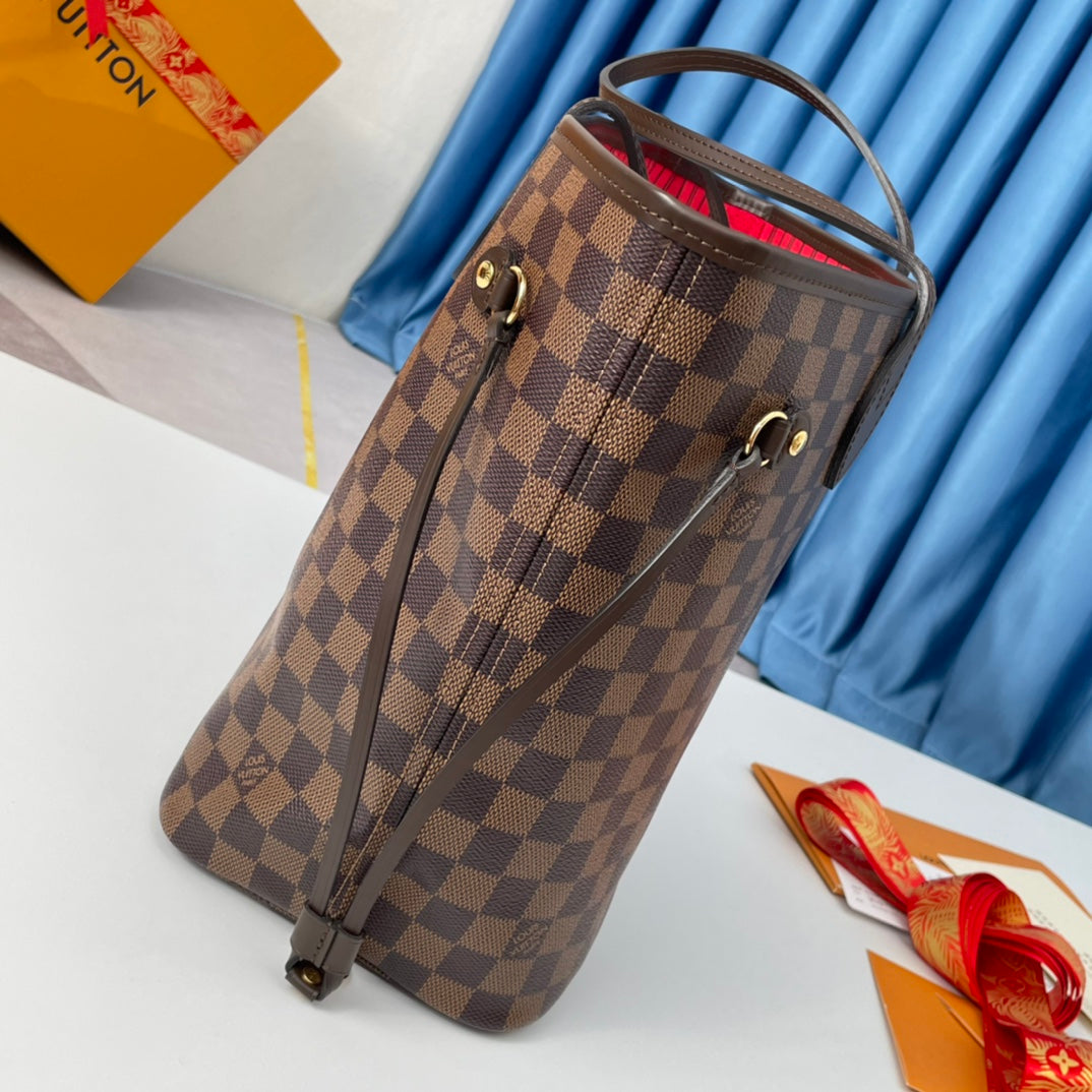 NEVERFULL MM 32 BROWN RED DAMIER AZUR