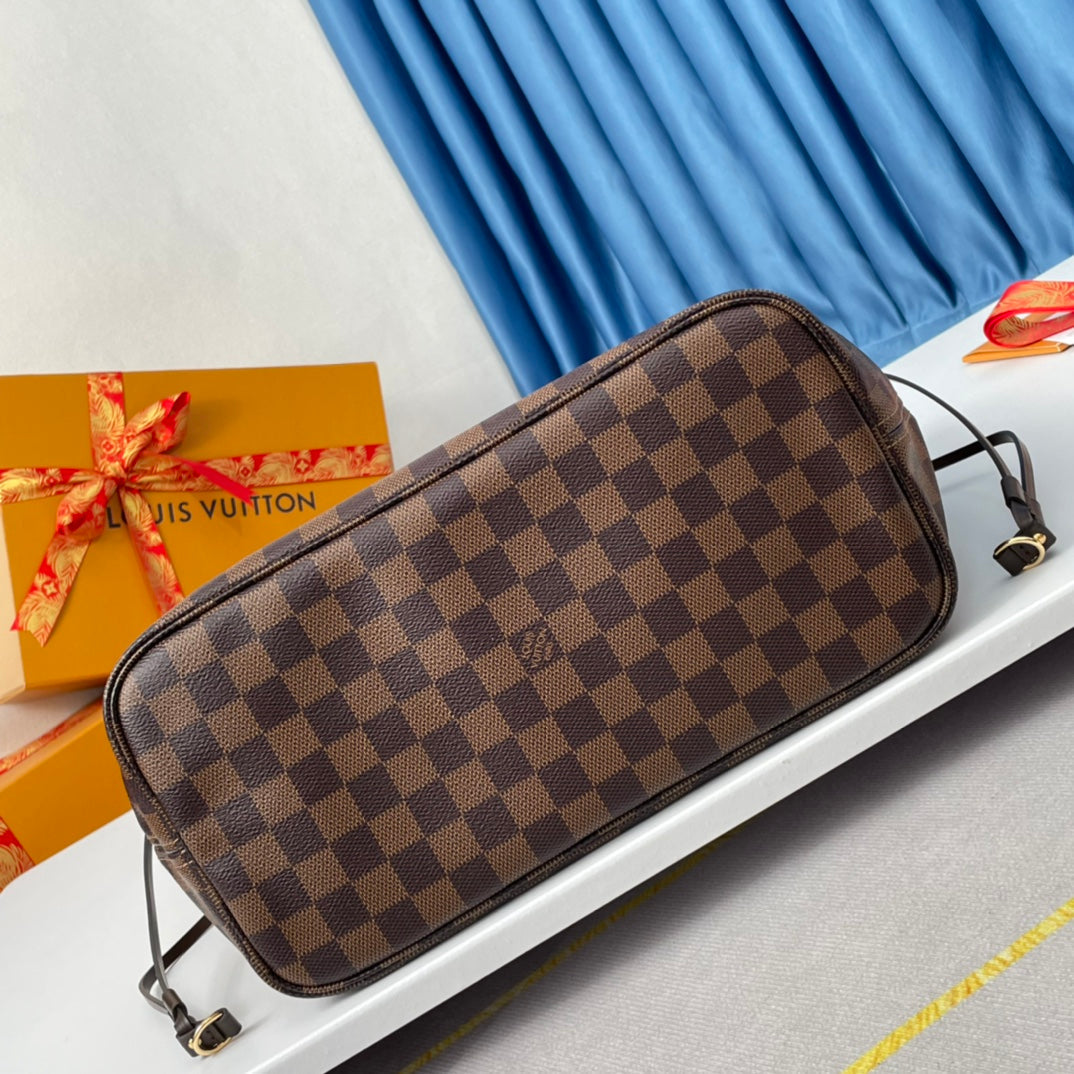 NEVERFULL MM 32 BROWN RED DAMIER AZUR