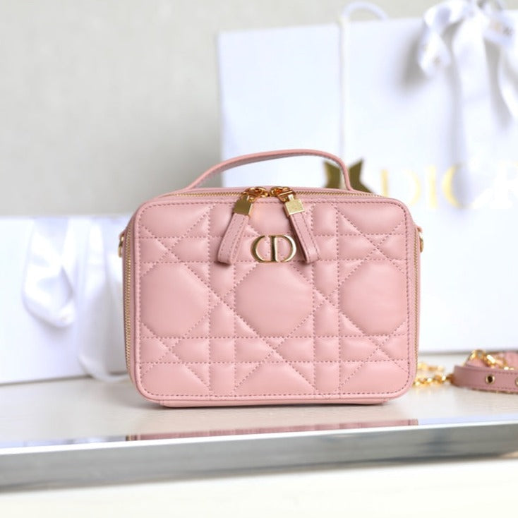 CARO BOX BAG 19 IN LIGHT PINK CALFSKIN