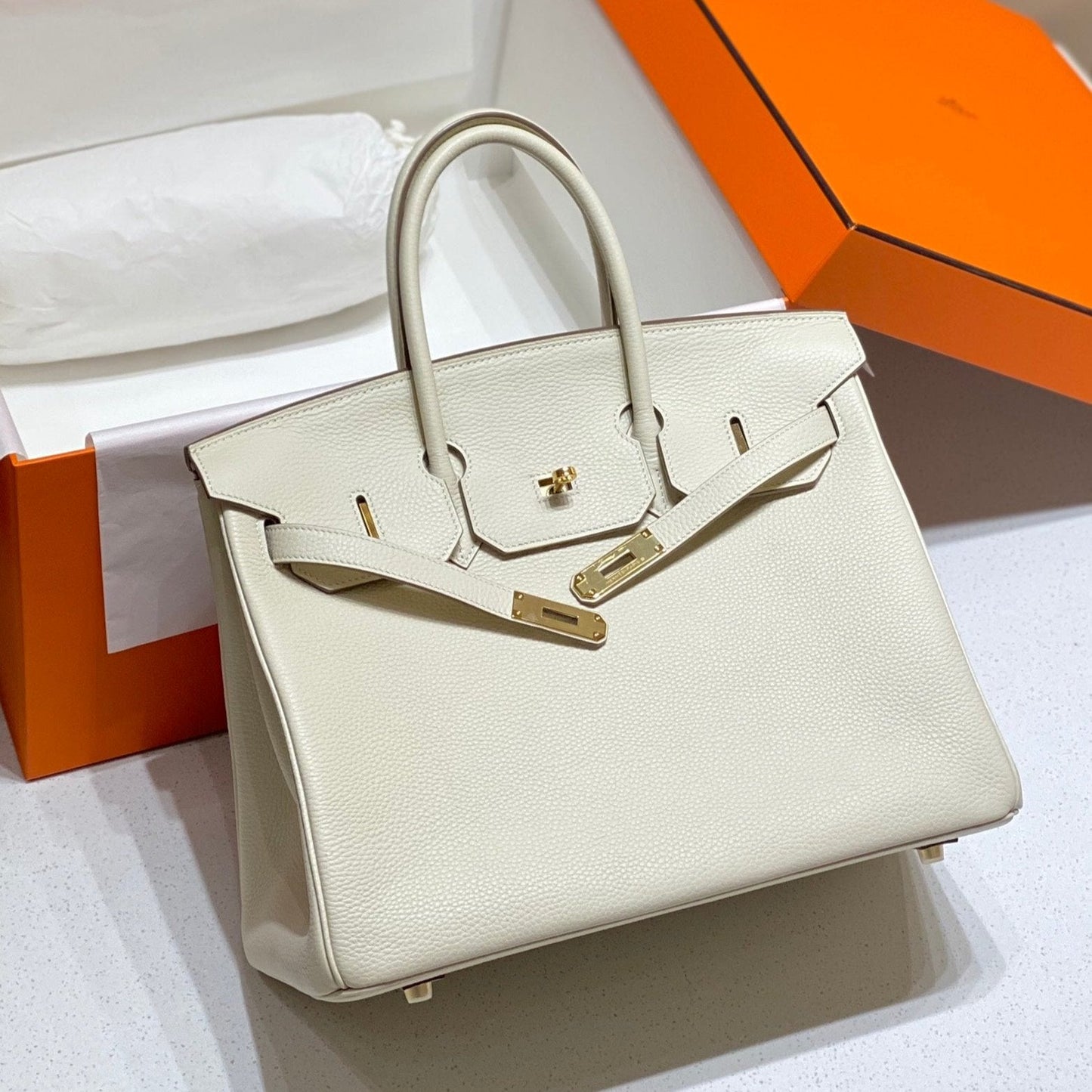 HM BIRKIN 35CM BAG WHITE CALFSKIN GOLD HARDWARE